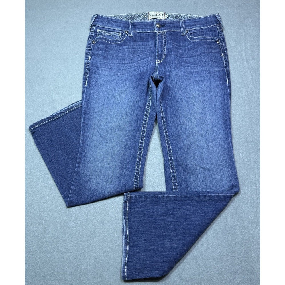 Ariat REAL Denim Jeans Womens 34R (38x32) Midrise Bootcut Rodeo USA Ranch Boho